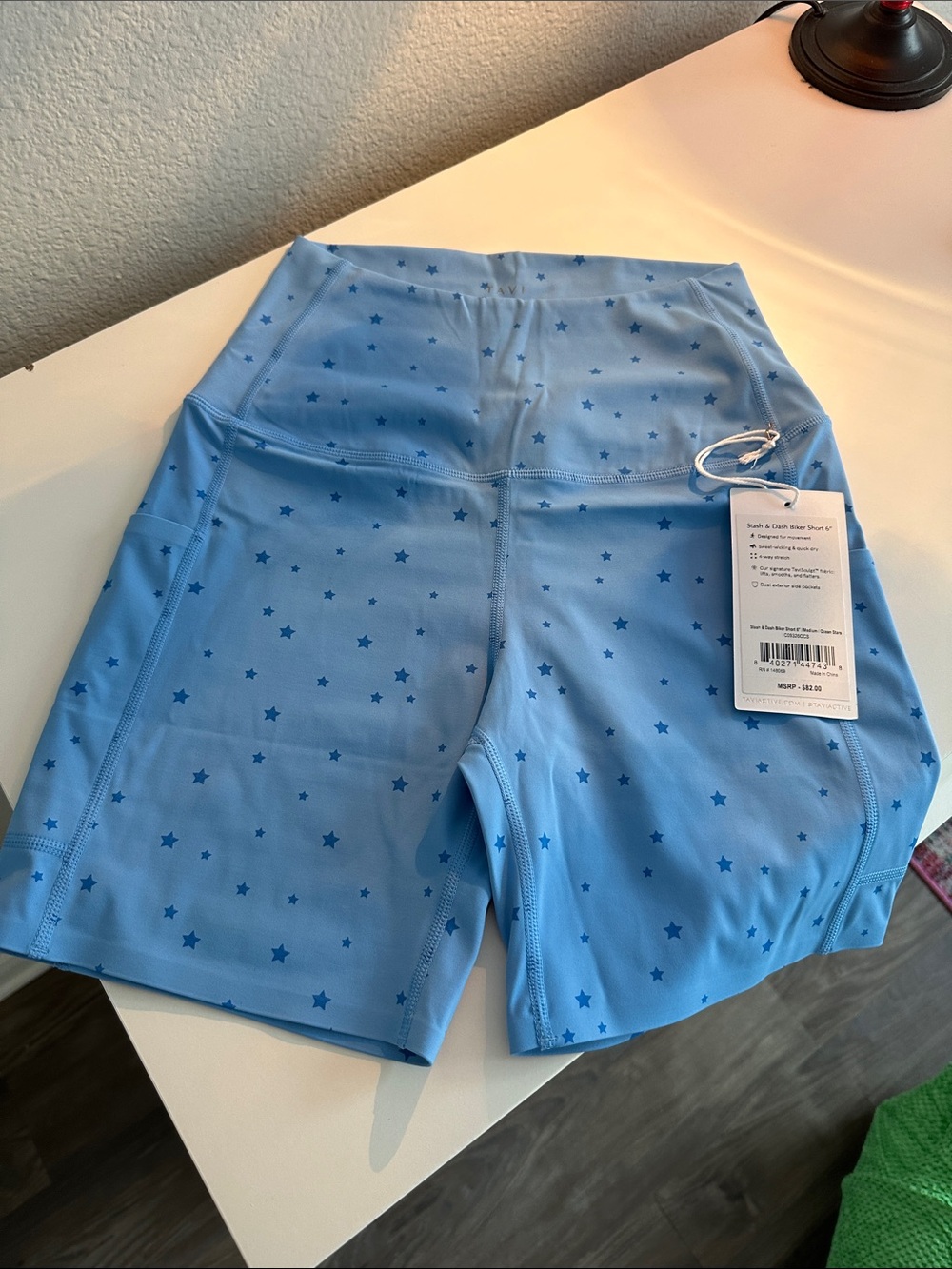 Men’s Light Blue Star-Print Athletic Shorts